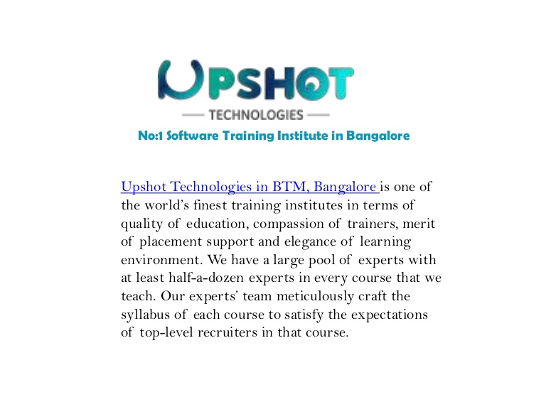 Best Certified Software Training Institute in Bangalore